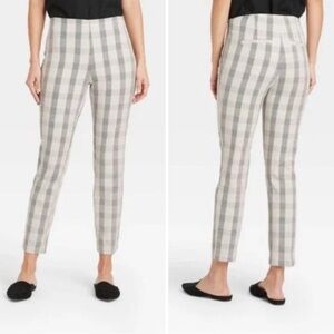 a new day Women's Light Gray Checkered Ankle Pants